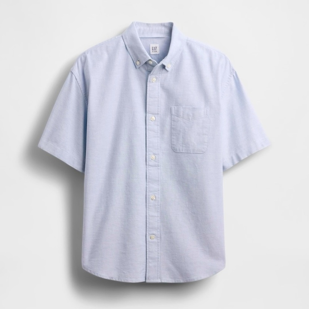 Gap Kids Relaxed Oxford Short Sleeve Button Down Shirt